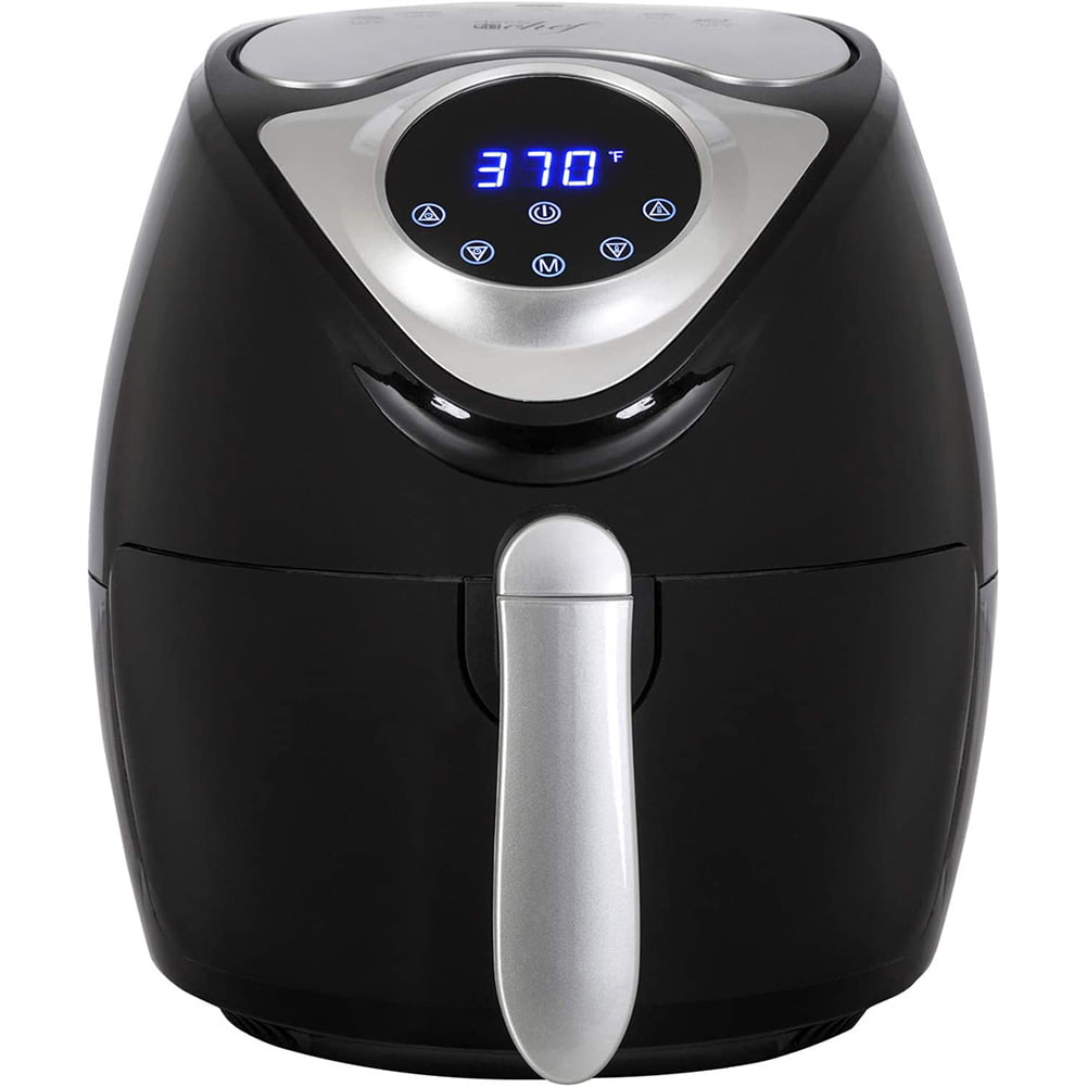 14.5 Cup 3.7 Qt Digital Air Fryer Cooker With 7 Smart Programs, Led Touch Screen, Oil-Less Non-Stick Coated Basket, Timer Counter Top, Healthy Kitchen Safe Frying Station With Cook Book