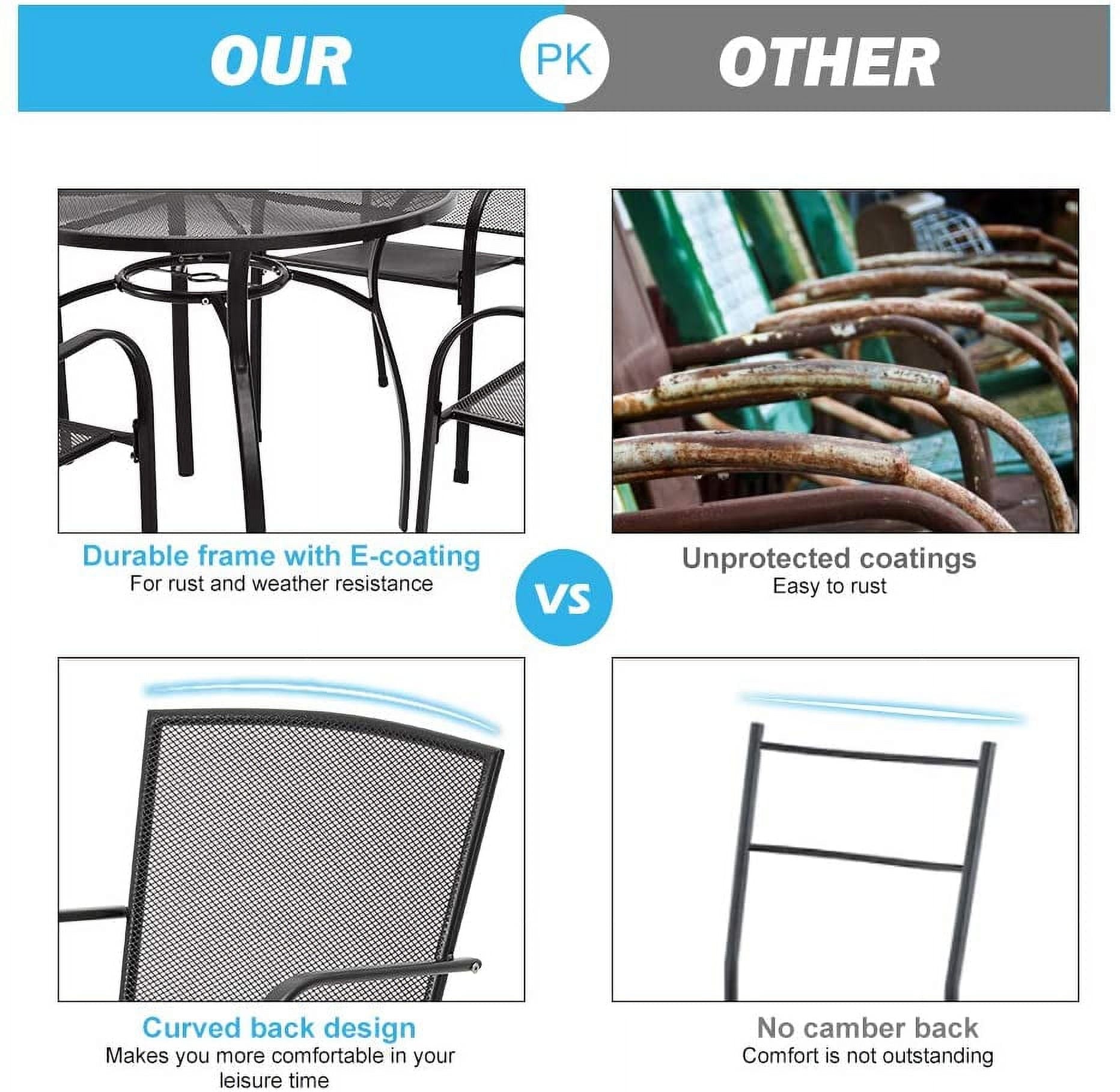 AECOJOY 5-Piece Patio Metal Dining Set with Round Table Dark Gray 4-Persons