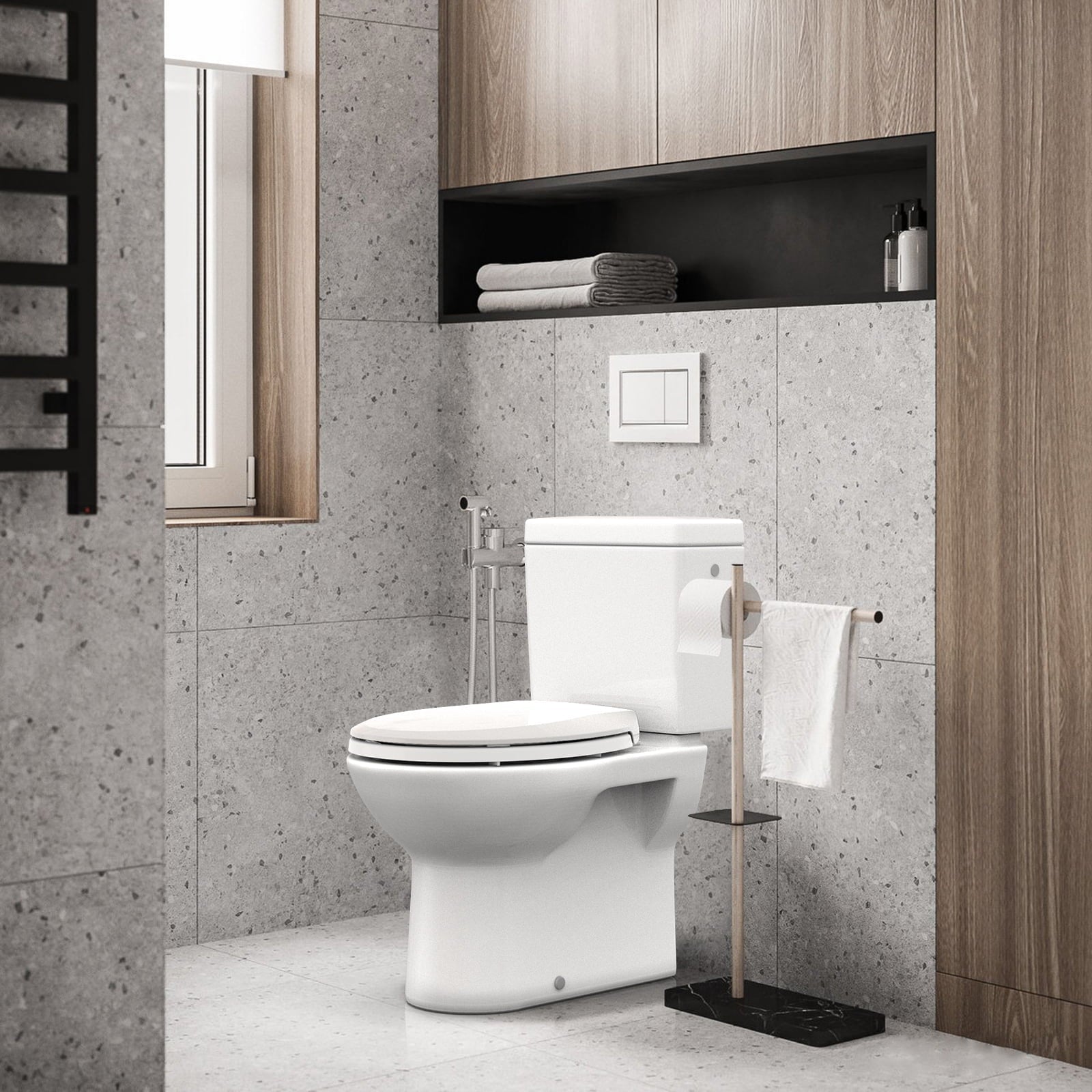 Round Toilet Seat with Built in Toddler Potty Training Toilet Seat, Slow Close & Magnet