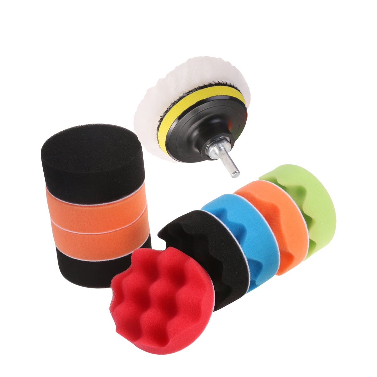12 in 1 6 inch Polishing Pads Sponge & Woolen Polishing Waxing Buffing Pads Kit Auto Car with M14 Drill Adapter