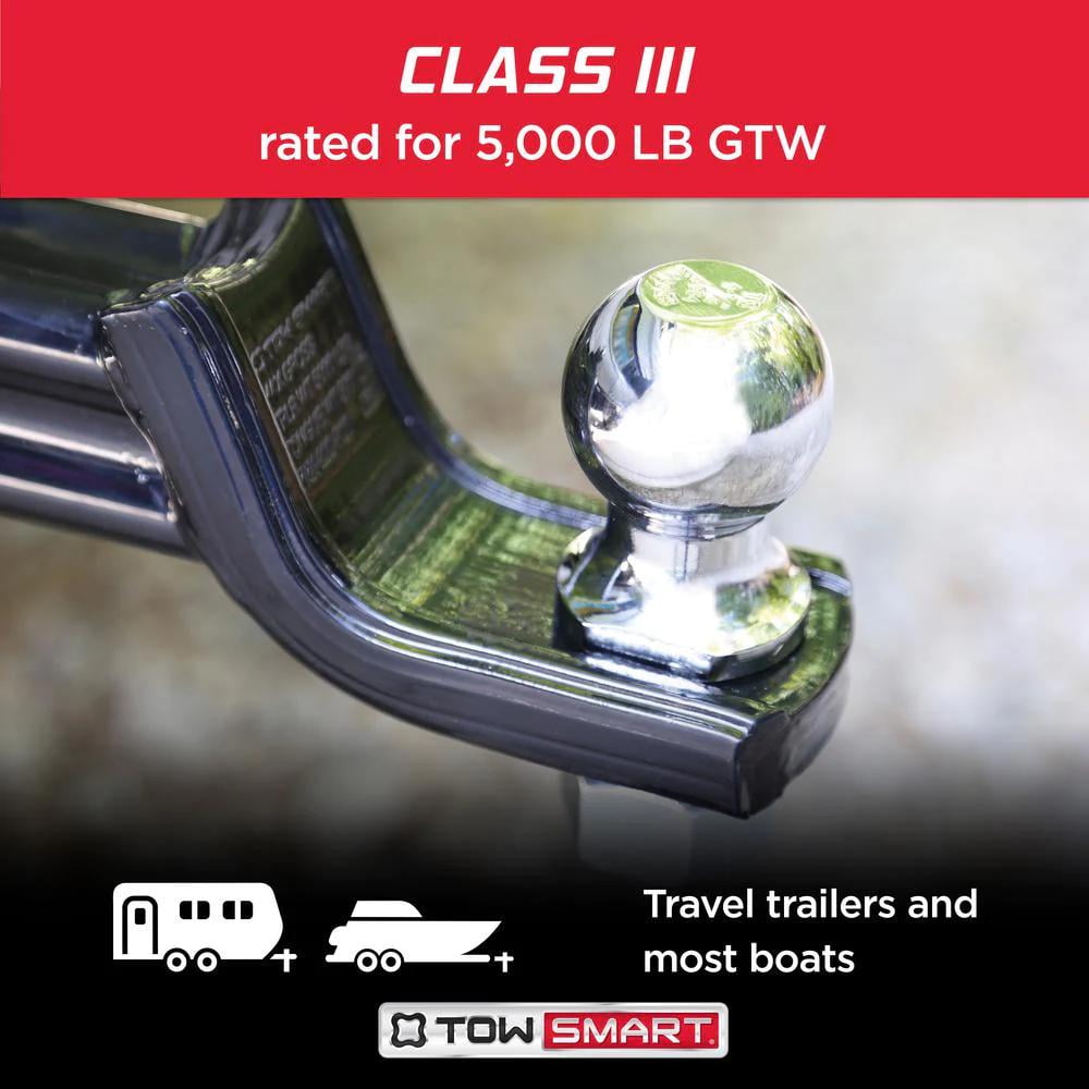 TowSmart Trailer Hitch Ball, Class III, 2in Ball, 1in x 2in Shank, 5000lb, 713, Chrome, 1 Each