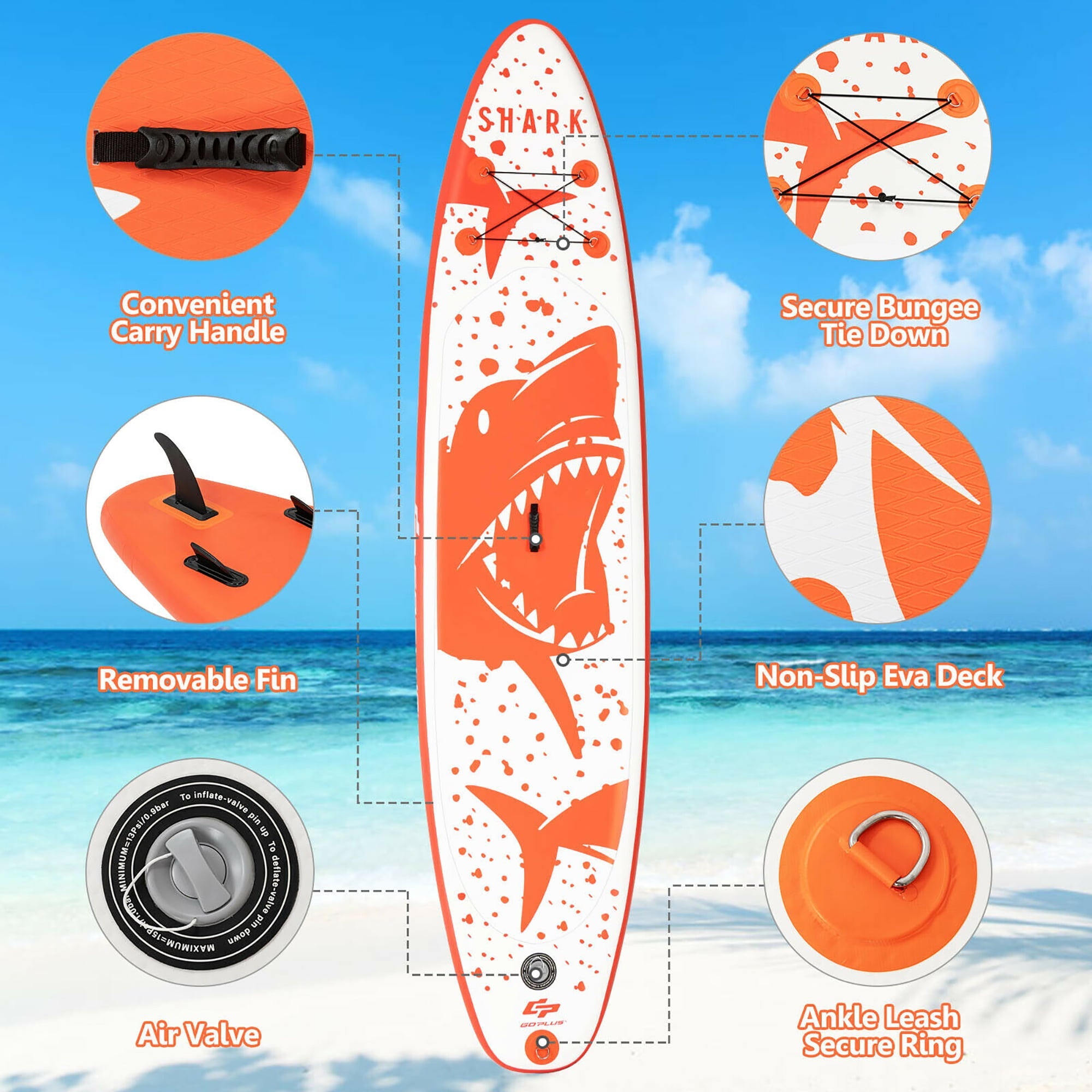 Goplus 11' Inflatable Stand Up Paddle Board with Backpack Aluminum Paddle Pump