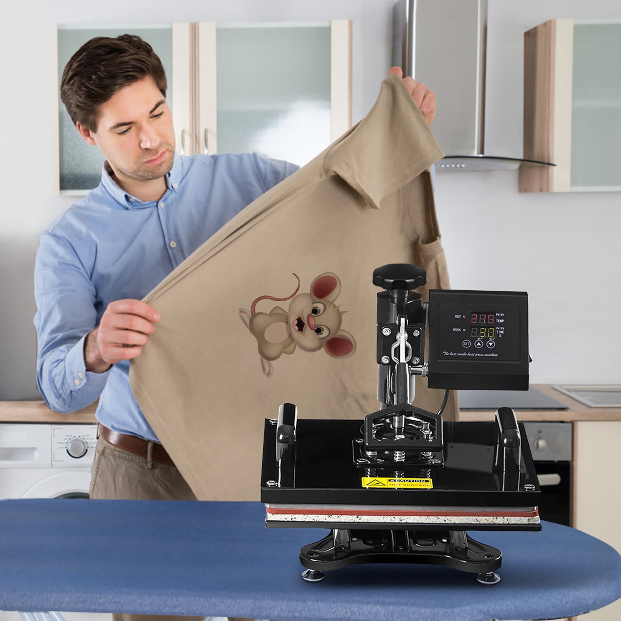 Costway 6 in 1 Heat Press Machine Digital Transfer Sublimation T-Shirt Mug Hat Plate Cap