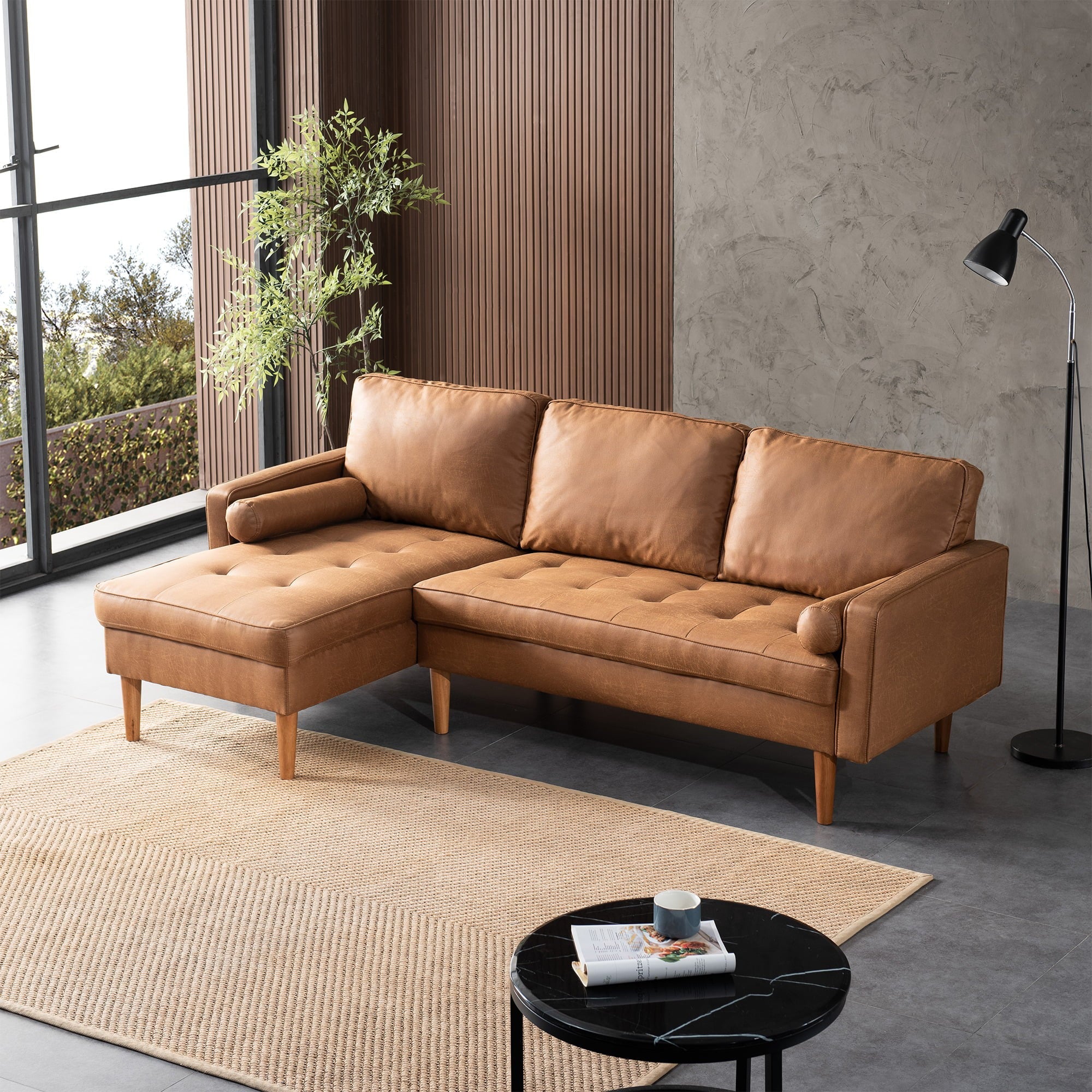 Ovios Furniture Small Convertible Sectional Sofa Couch 83