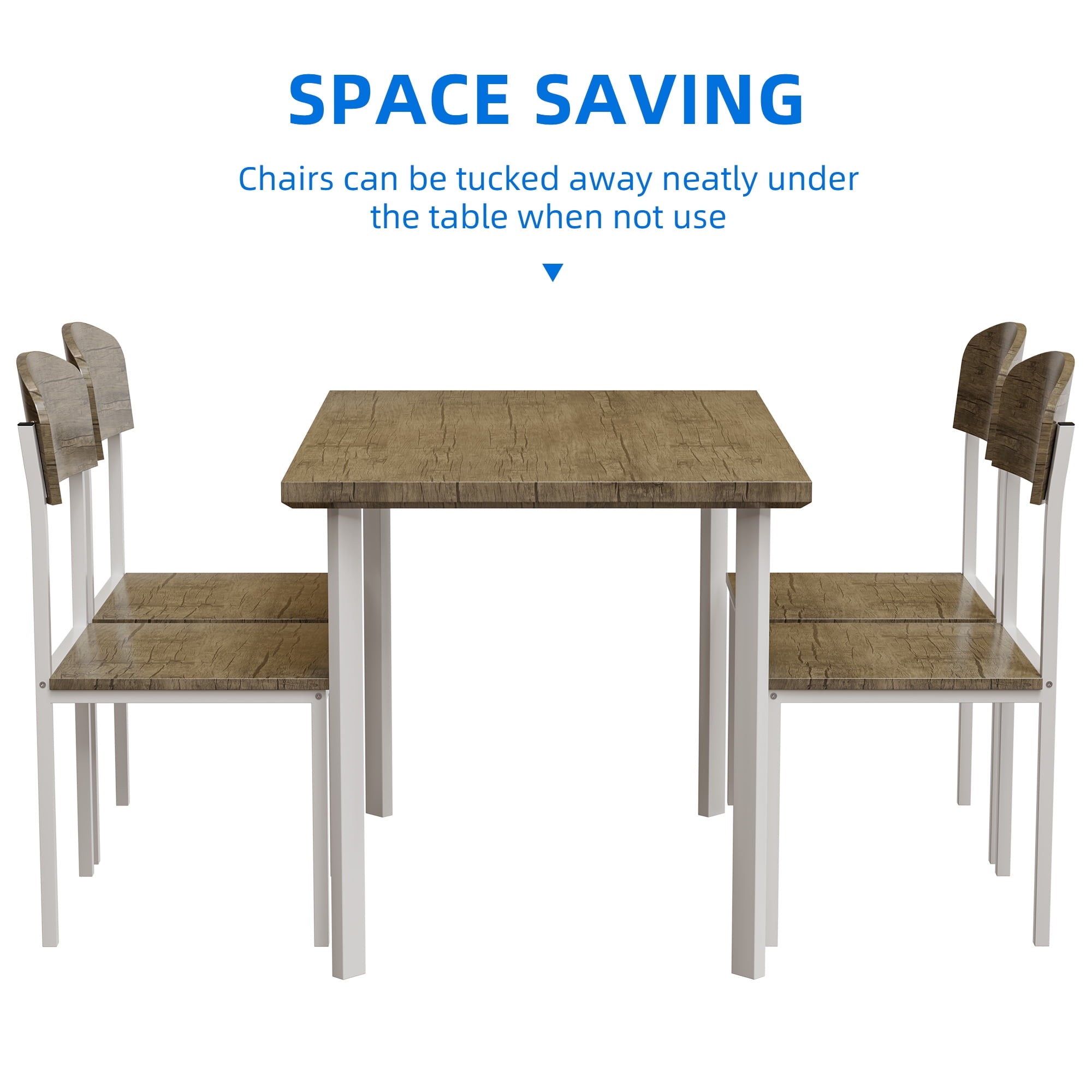 Dextrus 5 Piece Dining Set, Modern Wood Metal 42