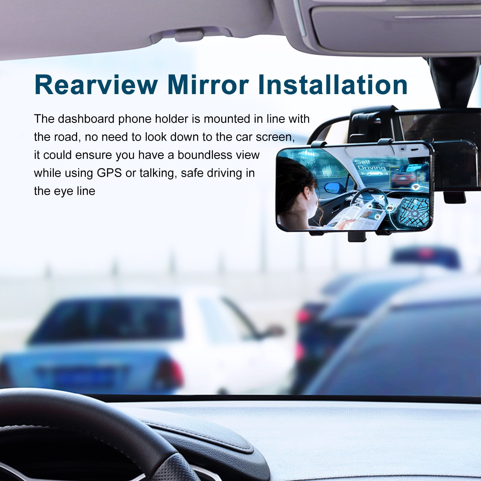 Car Phone Holder Mount, EEEkit Dashboard Phone Car Mount, 360 Degree Rotation Dashboard Cell Phone Holder, Cell Phone Car Clip Mount Stand Fit for iPhone, Galaxy Smartphones