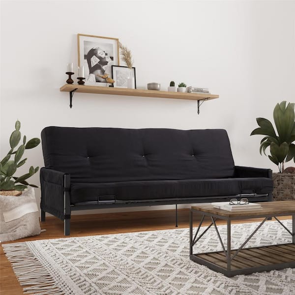 Fairview Black 6 in. Storage Futon With Mattress