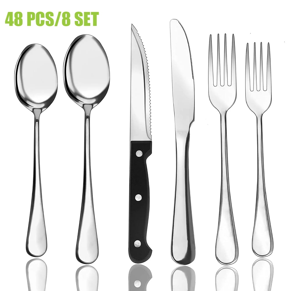 48-Pieces Silverware Set Stainless Steel Flatware Cutlery Utensil Set Spoons