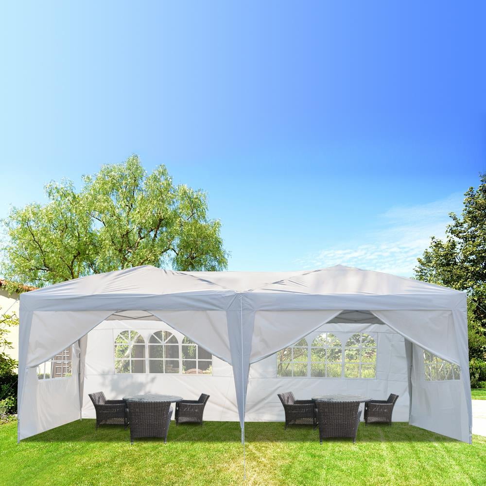 Ktaxon 10x20 Pop up Wedding Party Tent Folding Canopy 6 Wallsides White