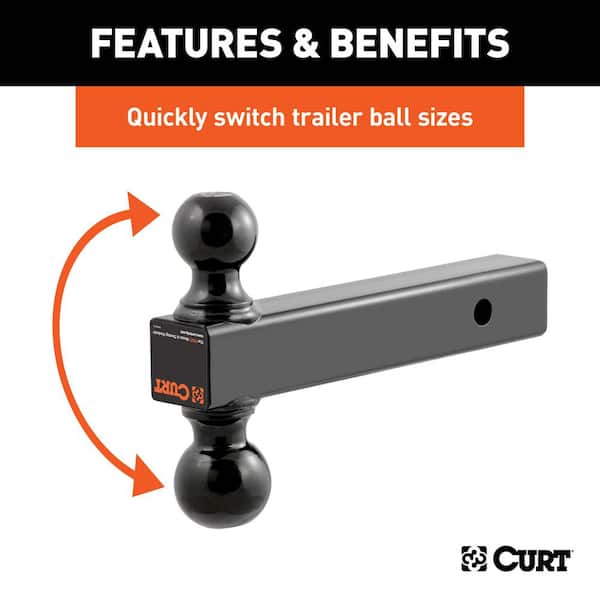 Multi-Ball Trailer Hitch Ball Mount Draw Bar (2 in. Solid Shank, 2 in. & 2-5/16 in. Black Balls)