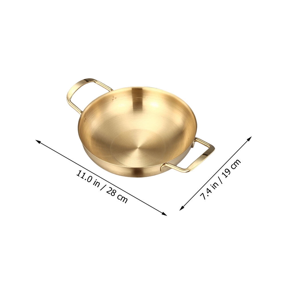 Homemaxs 1Pc Household Ramen Pot Binaural Stainless Pan Kitchen Noodle Stockpot (Golden)