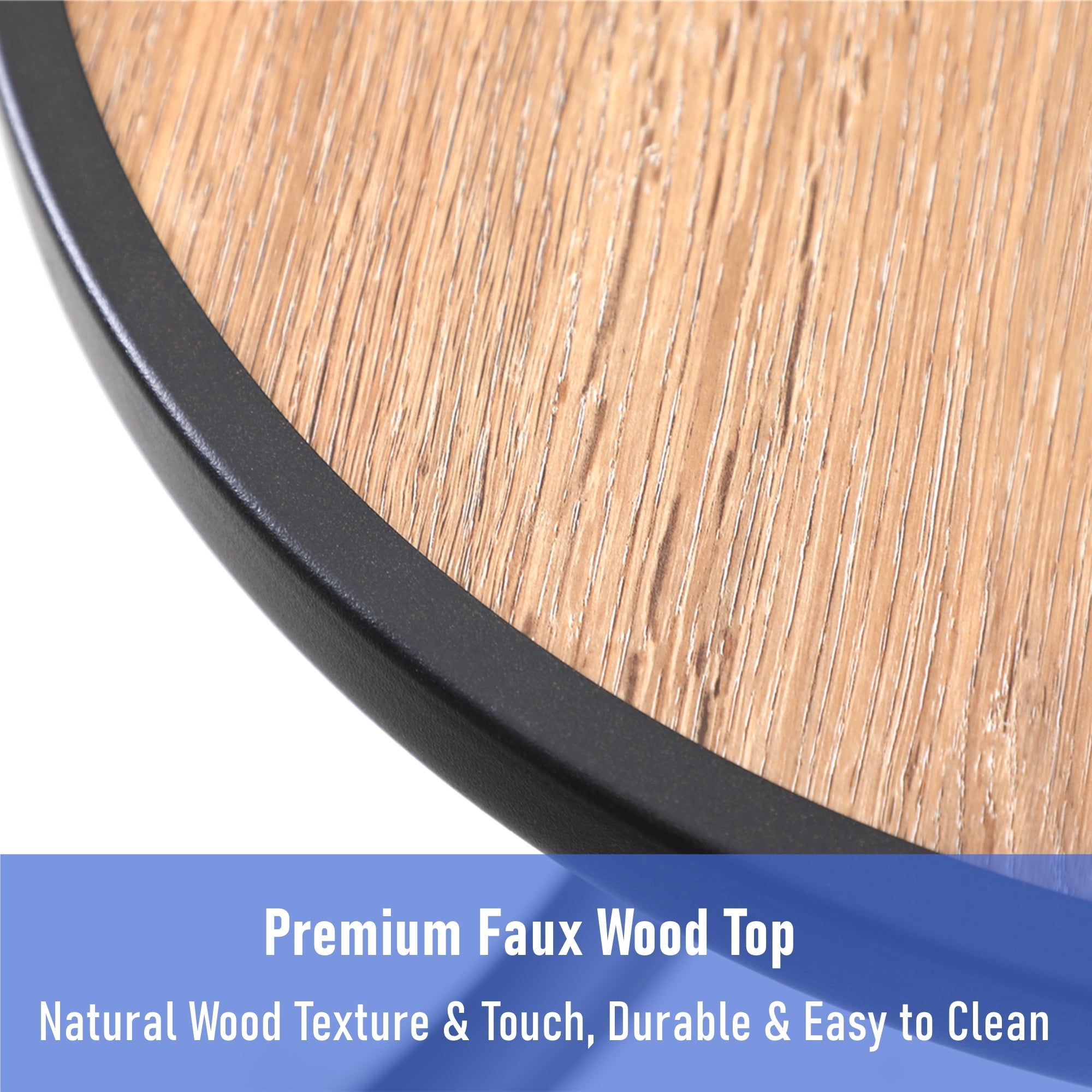 MF Studio Outdoor Side Table Round Metal End Table with PVC Table Top, Black