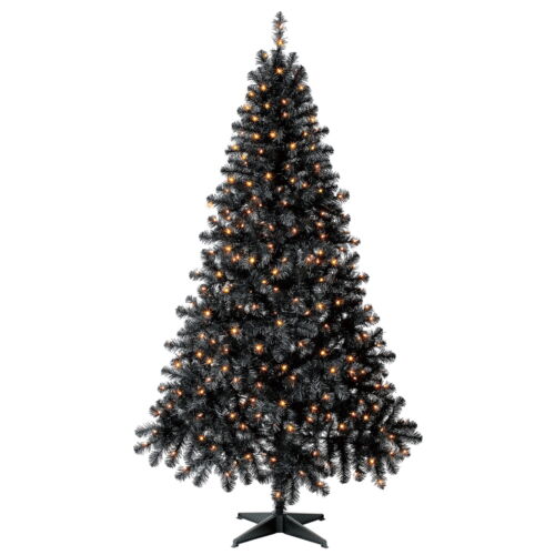 6.5 ft Madison Pine Black Artificial Christmas Tree Clear Incandescent Lights