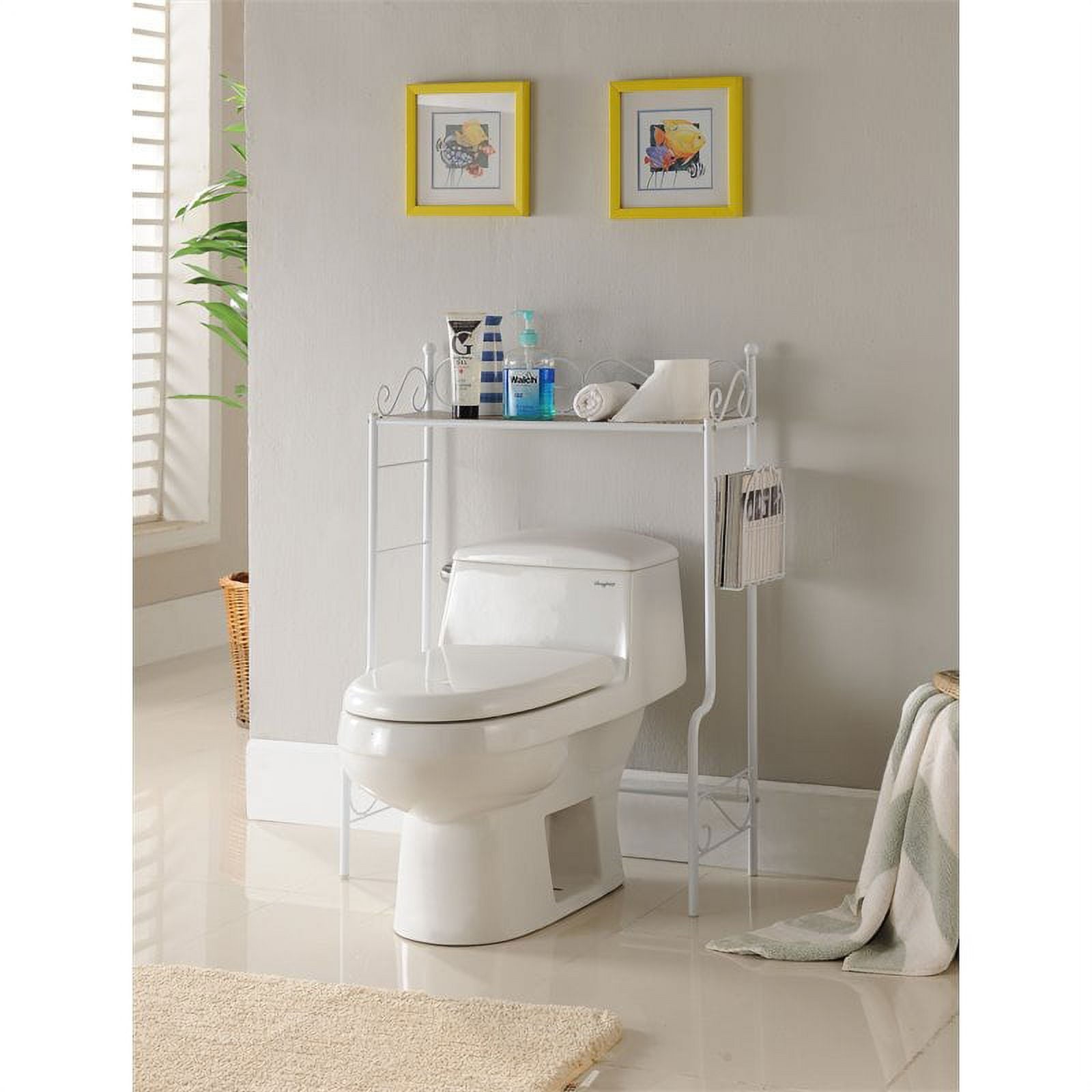 KB BM1126-W 36 x 26 x 12 in. Etagere-Bathroom Rack, White & Marble top