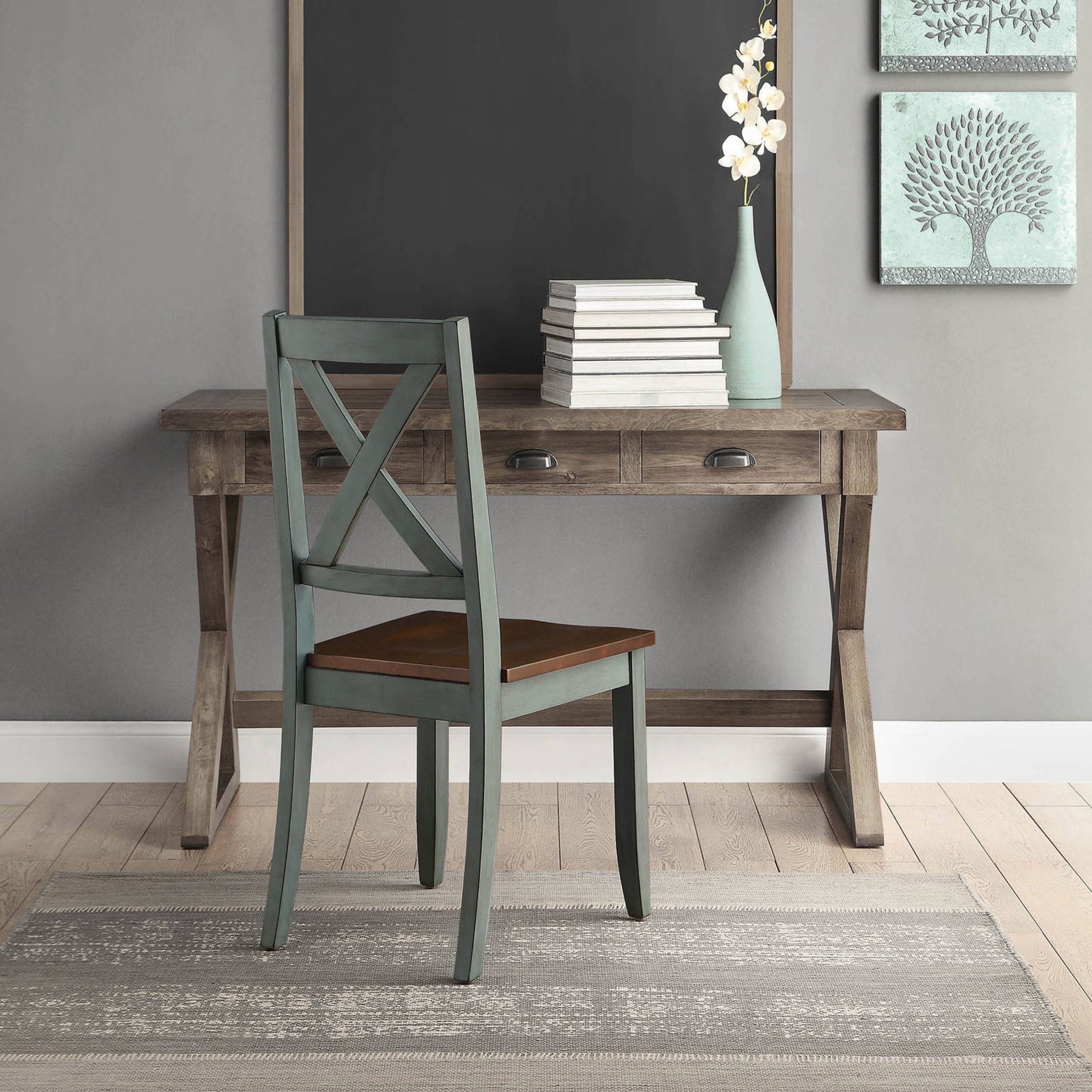 Better Homes & Gardens Maddox Crossing Dining Chairs, Set of 2, Dark Seafoam Finish