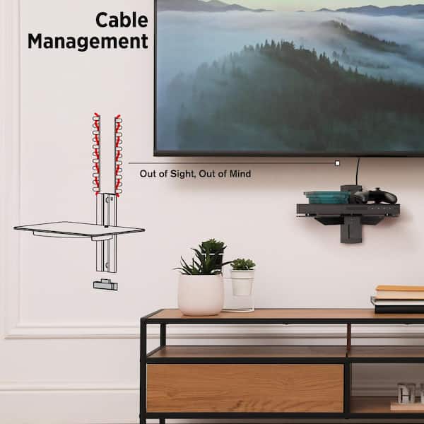 Heavy-Duty Tempered Glass AV Wall Shelf