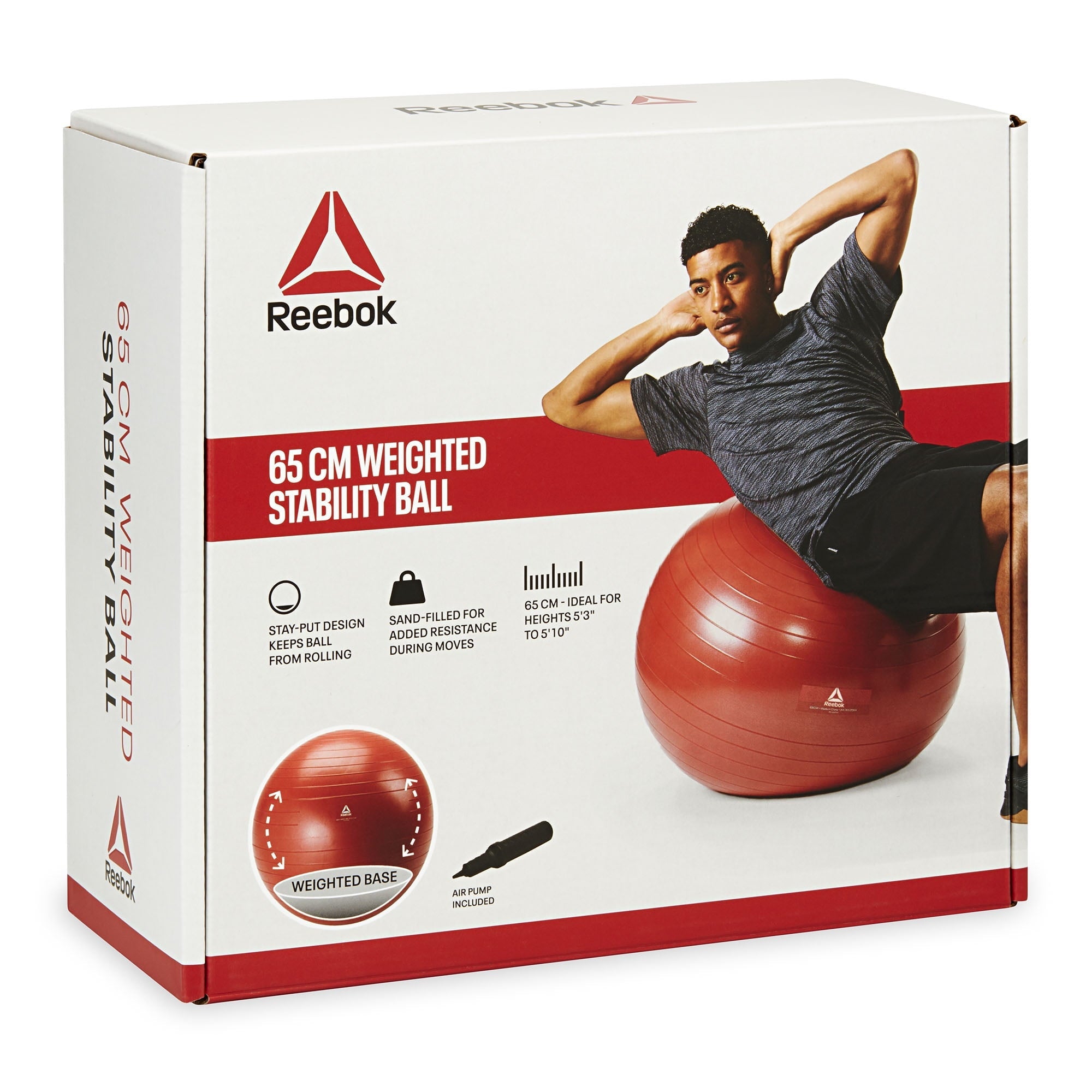 Reebok 65cm Medium Weighted Stability Ball, Pump Included