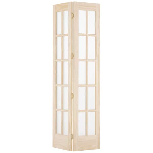 32 in. x 80 in. Classic French 10-Lite Opaque Glass/Wood Interior Bi-fold Door