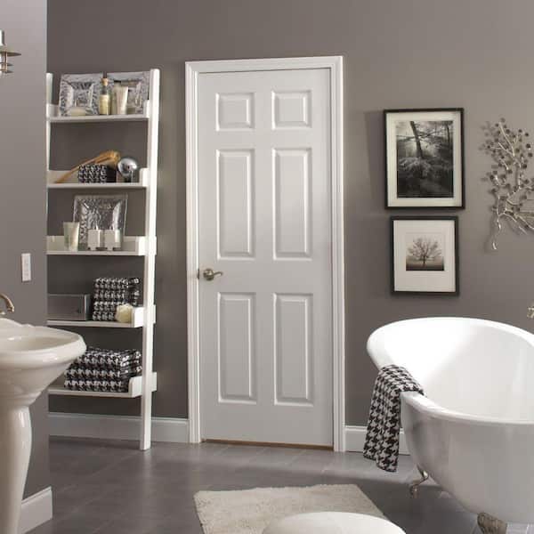24 in. x 80 in. 6-Panel Left-Handed Solid Core Smooth Primed Composite Single Prehung Interior Door