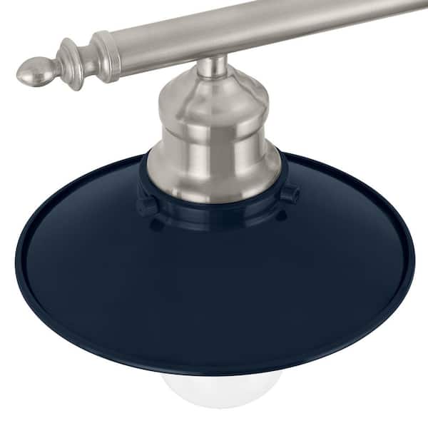 Glenhurst 25 in. 3-Light Industrial Farmhouse Cobalt and Brushed Nickel Bathroom Vanity Light Fixture with Metal Shades