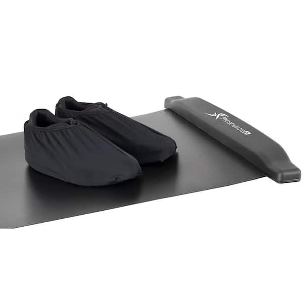 Black 72 in. x 20 in. Non-Slip PVC Exercise Slide Board with End Stops, Booties, and Carrying Bag (10 sq. ft. covered)