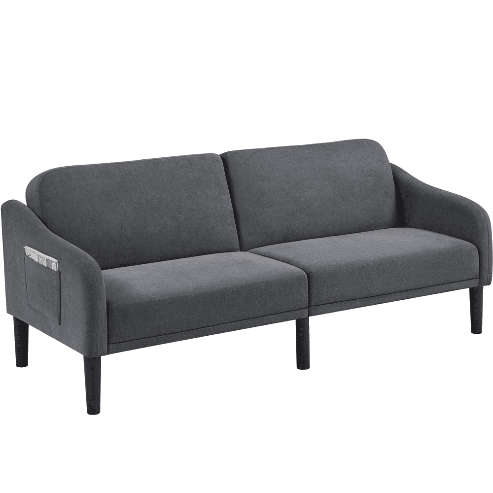 Topeakmart Fabric-Upholstery Convertible Futon Sofa Bed with Adjustable Split Back, Dark Gray
