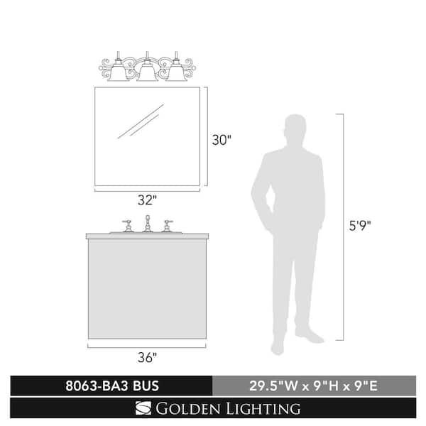 Heartwood Collection 3-Light Burnt Sienna Bath Vanity Light