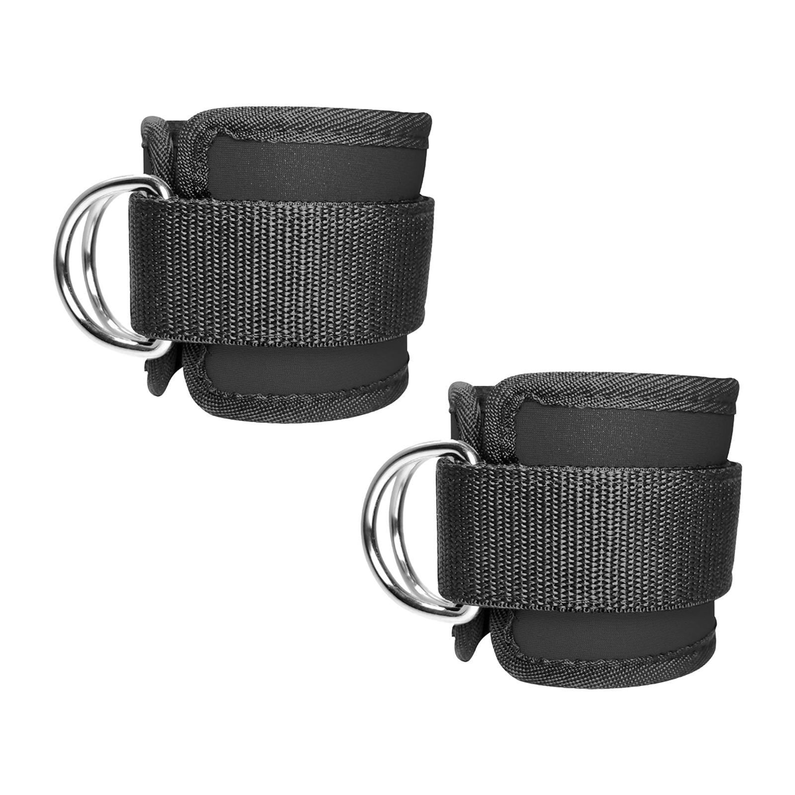 1 Pair Ankle Straps, Ankle Cuffs for Cable Machines, Workout Ankle Belt, Adjustable Padded Work Out Cuffs for Kickback, Glute Workout, Leg Extension 2 D Black No Grid