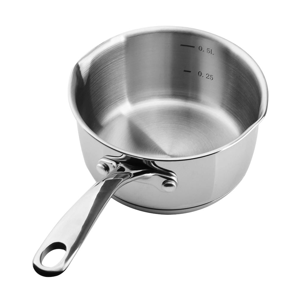 Stainless Steel Saucepan Metal Warmer Pot Kitchen Sauce Cooking Boiling Pot Nonstick Cookware, 12cm , 500ml