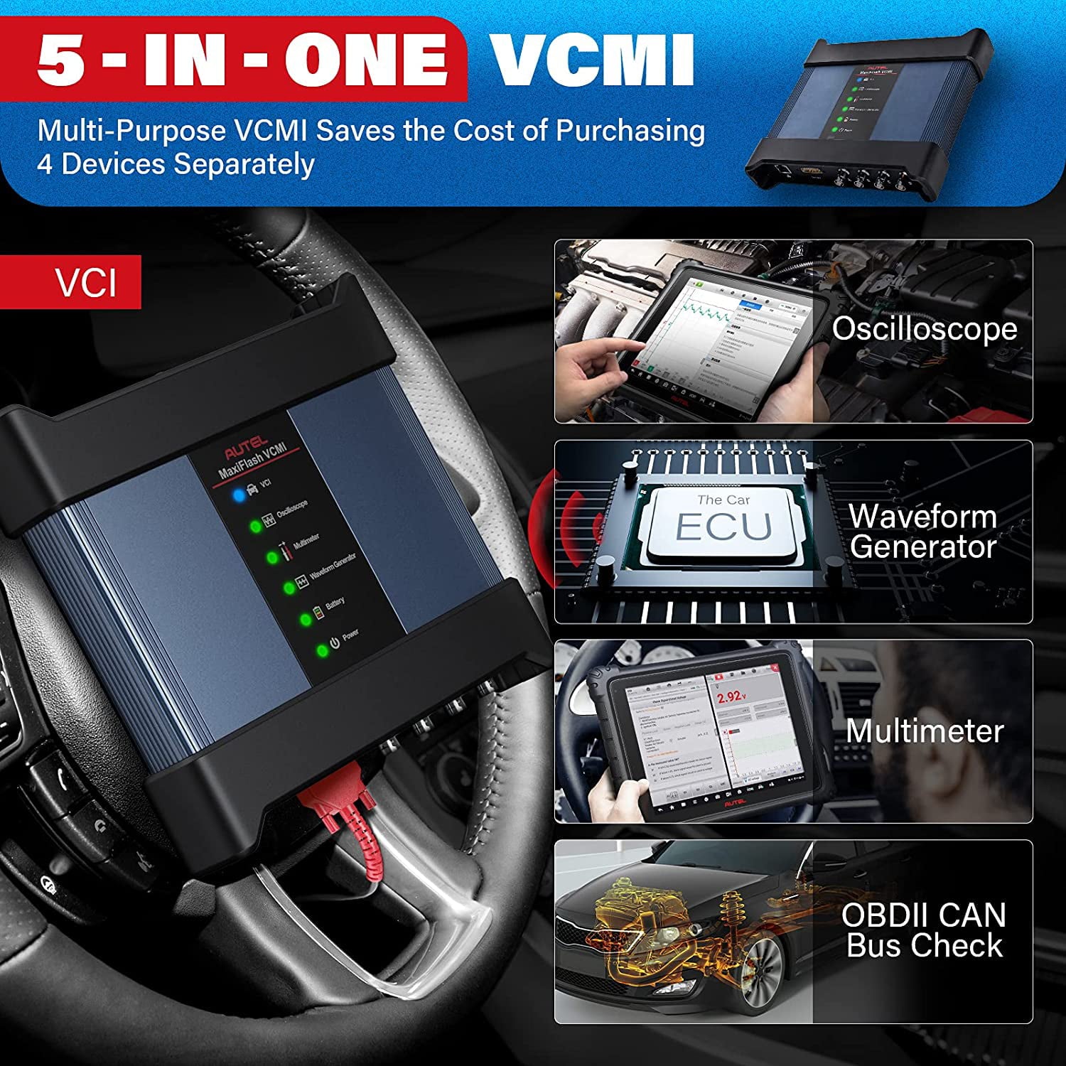 Autel Maxisys MS919 Car Diagnostic Scan Tool Intelligent Diagnostics Topology 2.0,ECU Programming & Coding, 40+ Services Upgrade of MS909 Ultra Lite