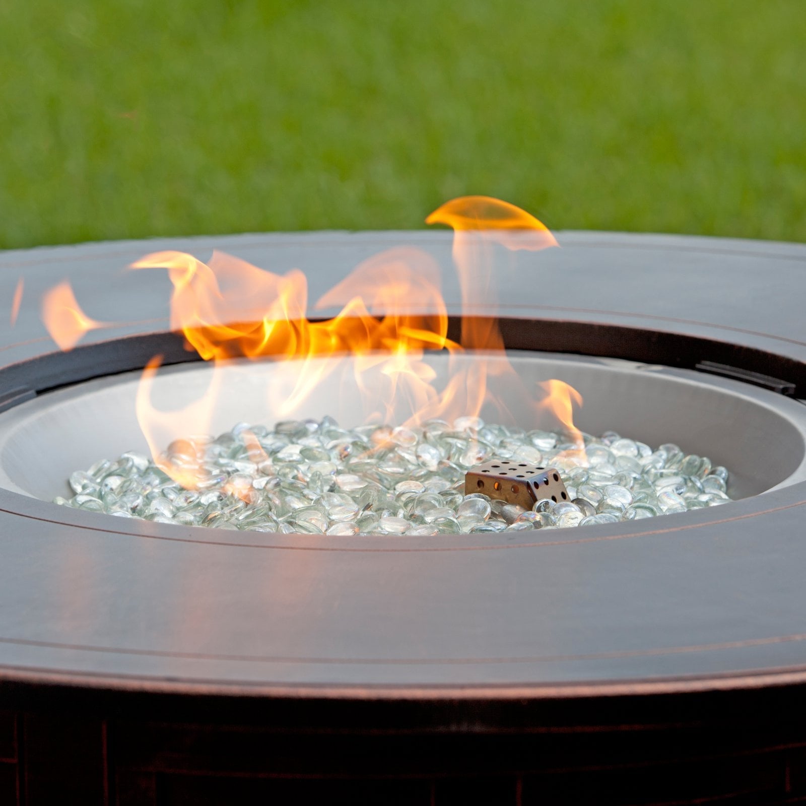 Fire Sense Perissa Woven Round Cast Aluminum Propane Gas Fire Pit