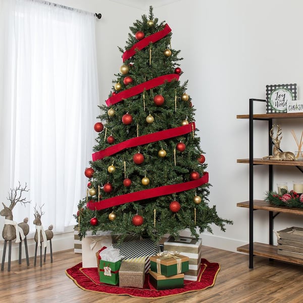 7.5 ft. Unlit Hinged Douglas Fir Artificial Christmas Tree Decoration with Metal Stand