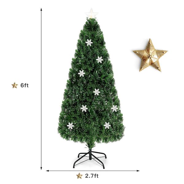 6 ft. Pre-Lit Fiber Optic Artificial Christmas Tree with Multi-Color Lights Snowflakes