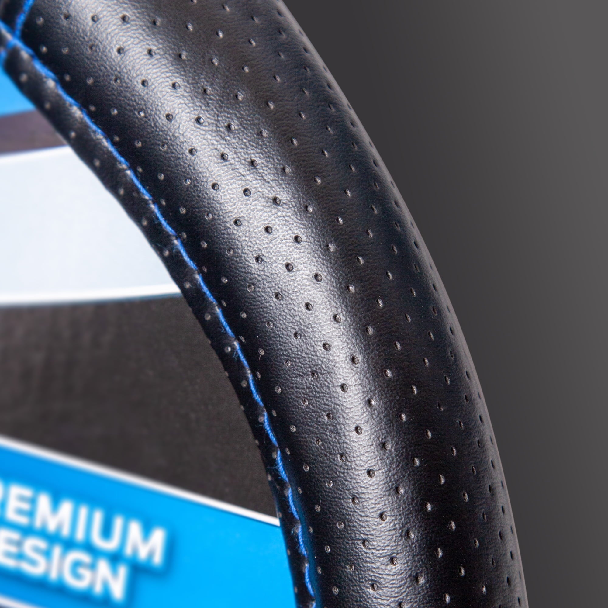 Plasticolor Ford Deluxe Series Universal Steering Wheel Cover, Black & Blue, 1 Pc, 1 lb