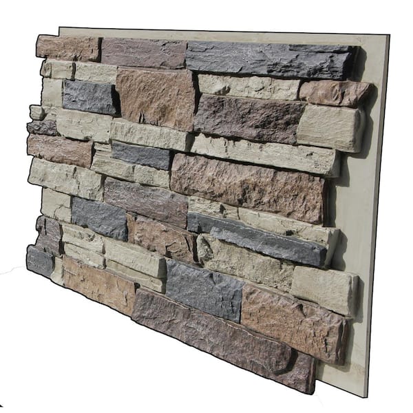 Canyon's Edge Faux Stack Stone 48-3/4 in. x 24-3/4 in. Nature Spirit Class A Fire Rated Urethane Siding Panel