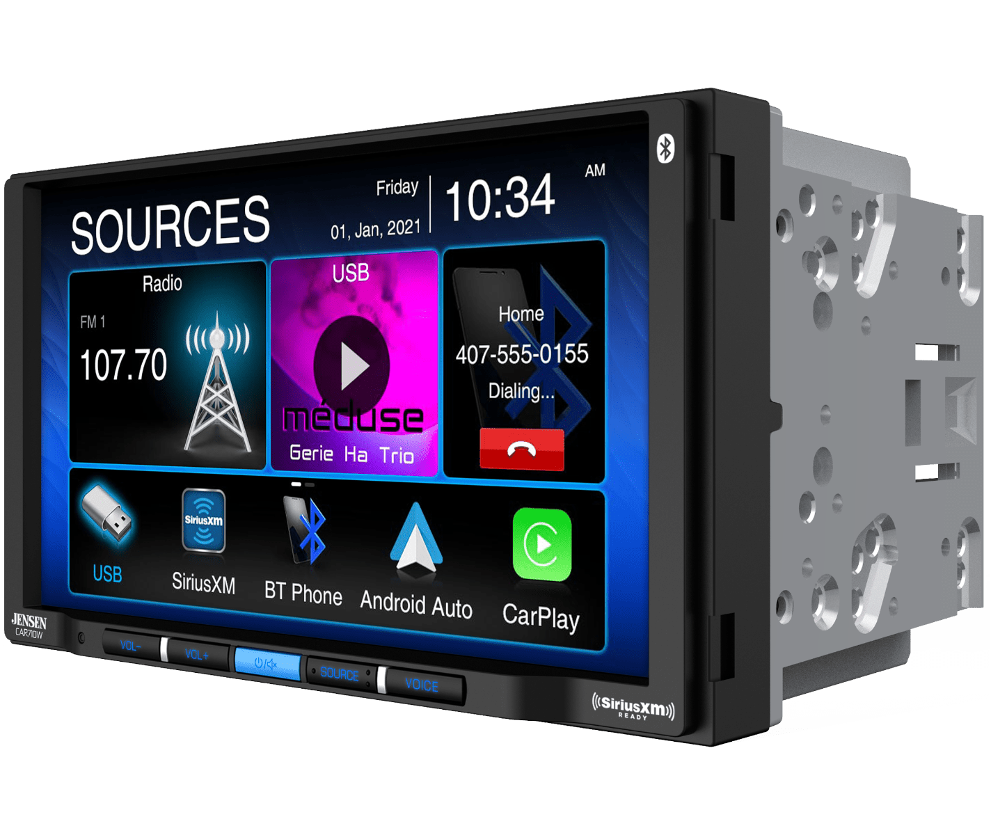 Jensen CAR710W 7” Mechless Multimedia Receiver with Wireless and Wired Apple CarPlay l Wireless and Wired Android Auto l SiriusXM-Ready l Built-in Bluetooth | USB Input with Charging