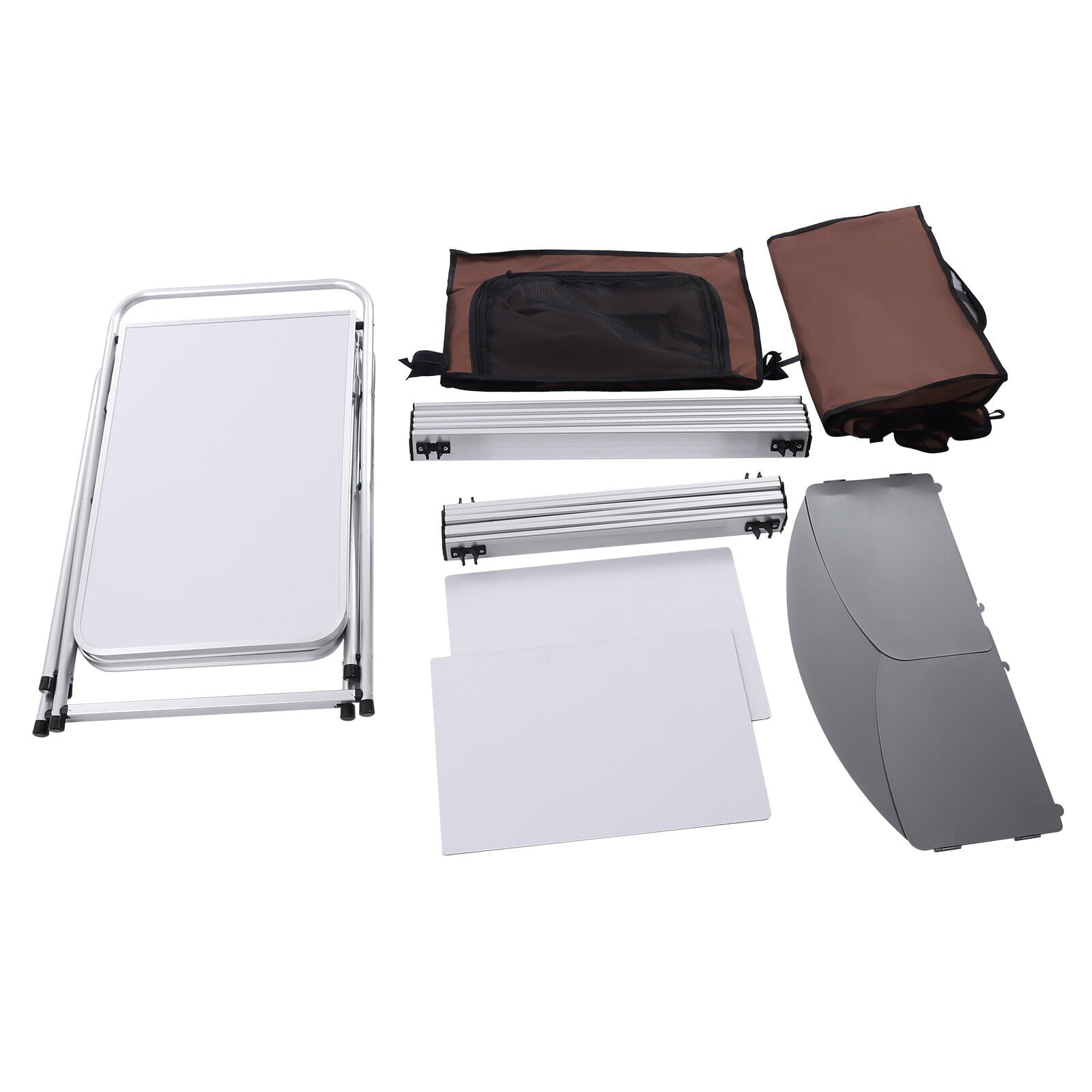 Camping Table with Storage Organizer and Windscreen Portable Outdoor Cooking Table Foldable Camp Table Camping Kitchen Station with 2 Side Tables for BBQ Grill Picnics