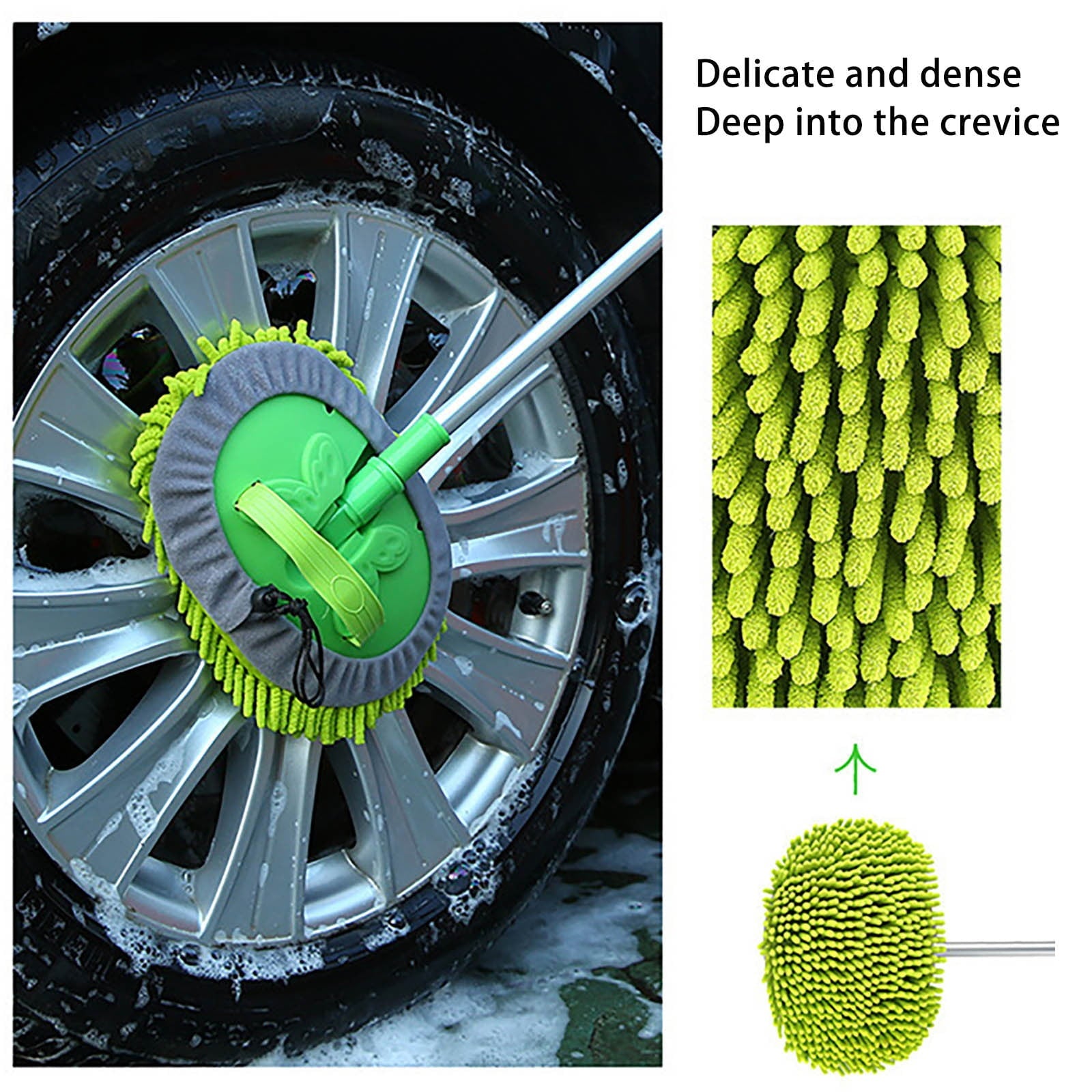 Car Wash Brush with Long Handle Chenille Microfiber Car Wash Mop Car Washing Brush Cleaning Kit Car Wheel Tire Brush Microfiber Towels Cleaning Cloth for Cars RV Truck Boat