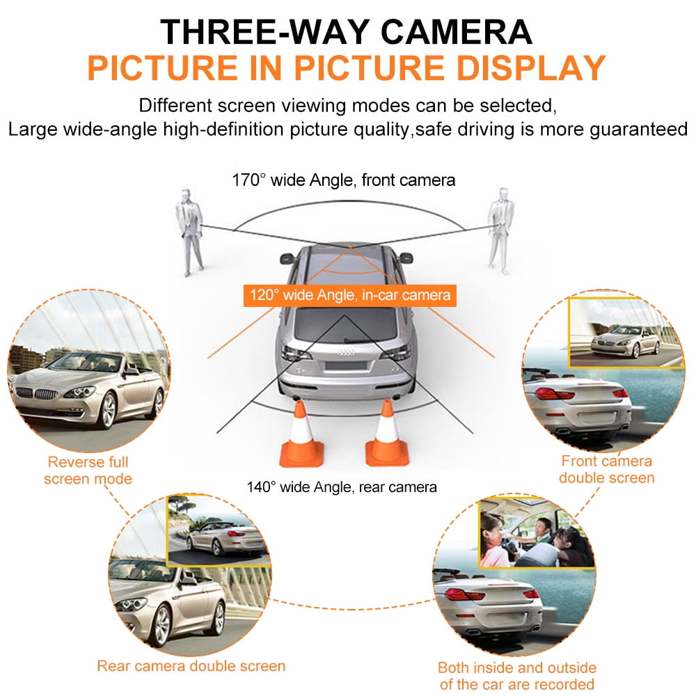 Dash Cam Front and Rear Dual Dashcam, 4 inch Touch-Screen Car Dashboard Camera Full HD 170°Wide Angle Backup DVR Recorder with Night Vision G-Sensor Parking Monitor Loop Recording Motion Detection