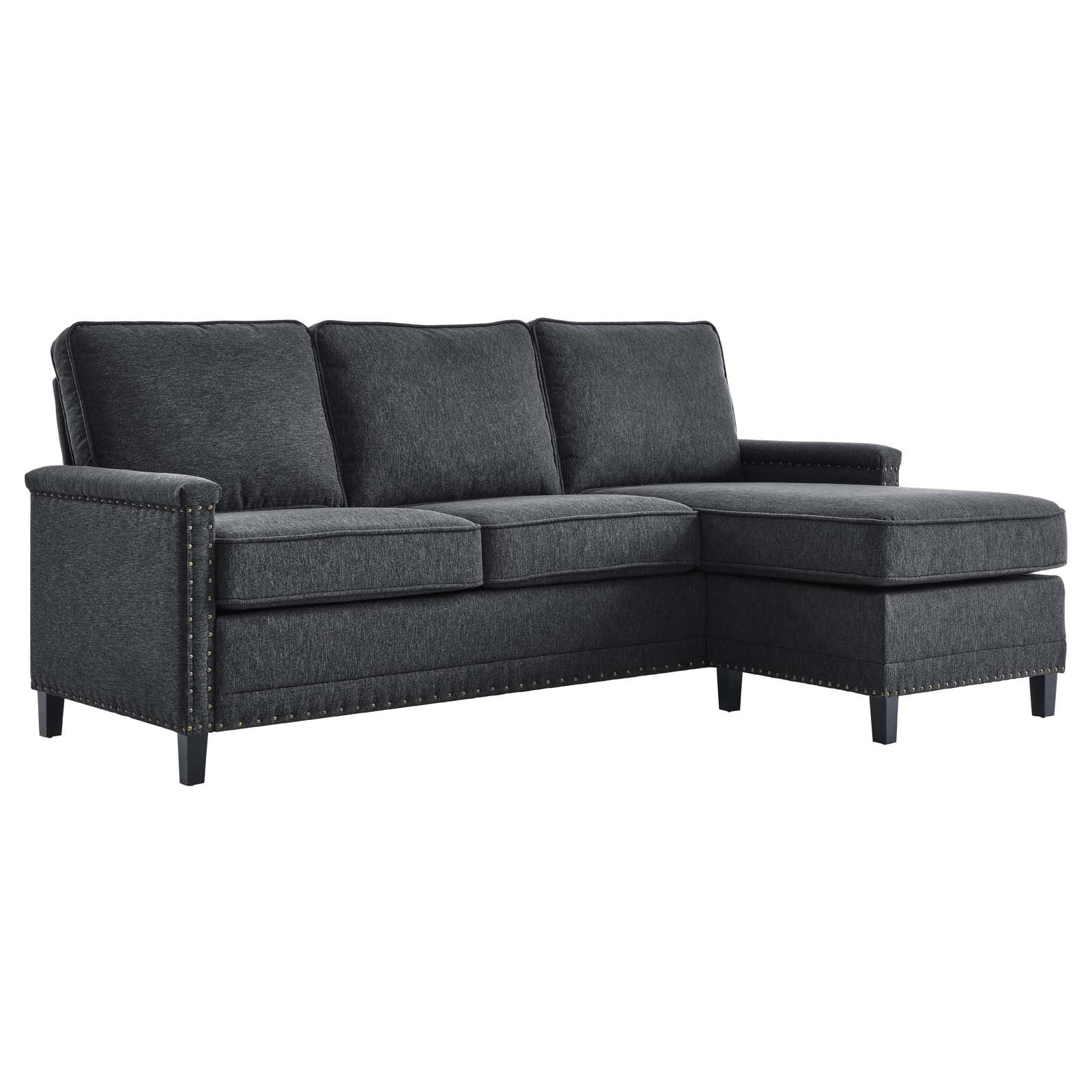 Modway Ashton Upholstered Fabric Sectional Sofa in Charcoal