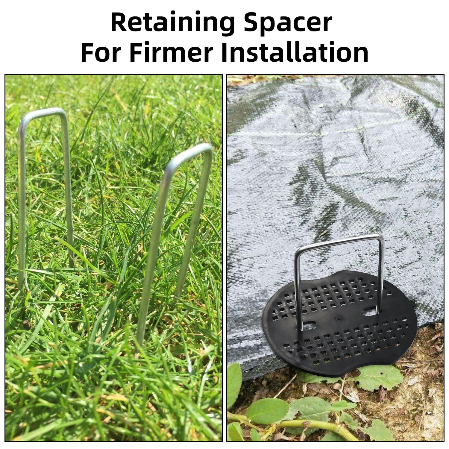 40 Pack 6 Inch Landscape Staples & 40pcs Fixing Gasket Sets, Garden Stakes Galvanized Steel Fabric Pins Heavy-Duty U Shape Sod Turf Pins for Ground Weed Fabric Barrier, Orchard, Yard, Tents