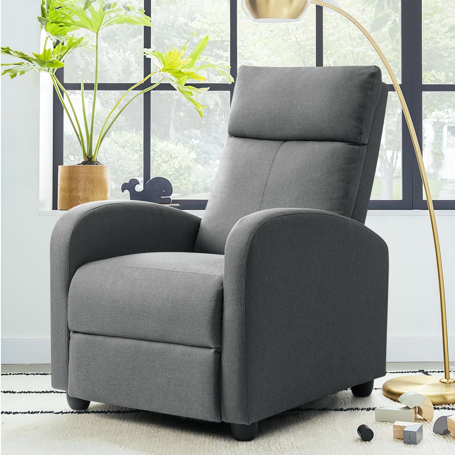 Homall Fabric Recliner Chair Adjustable Modern Home Theater Seating Single Recliner Sofa Living Room Armrest Chair With Thick Cushion