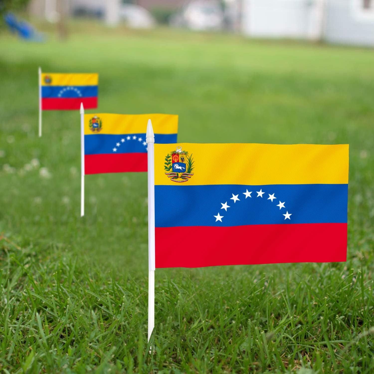 Anley 5 in x 8 in Venezuela Mini Flag 12 Pack - Hand Held Miniature Venezuelan Flags
