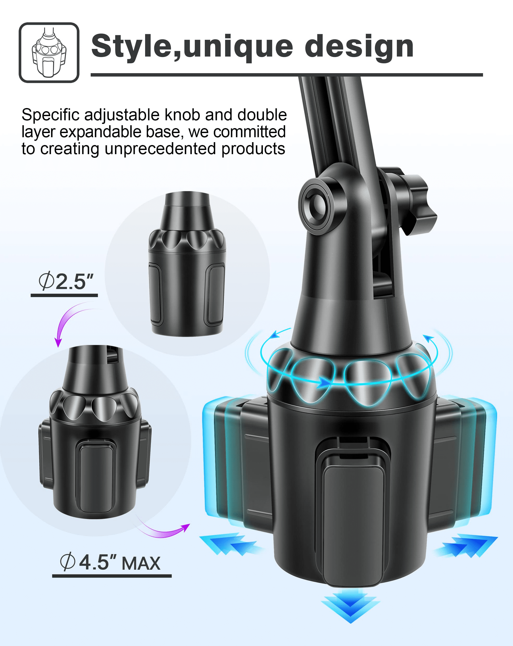 [Upgraded] TOPGO Cup Holder Phone Mount Wireless Charger,Universal Cell Phone Holder Car Charger Wireless-Charger-Cup-Phone-Holder Fast Charging for iPhone11/11 Pro/11 Pro Max, Samsung Galaxy Black