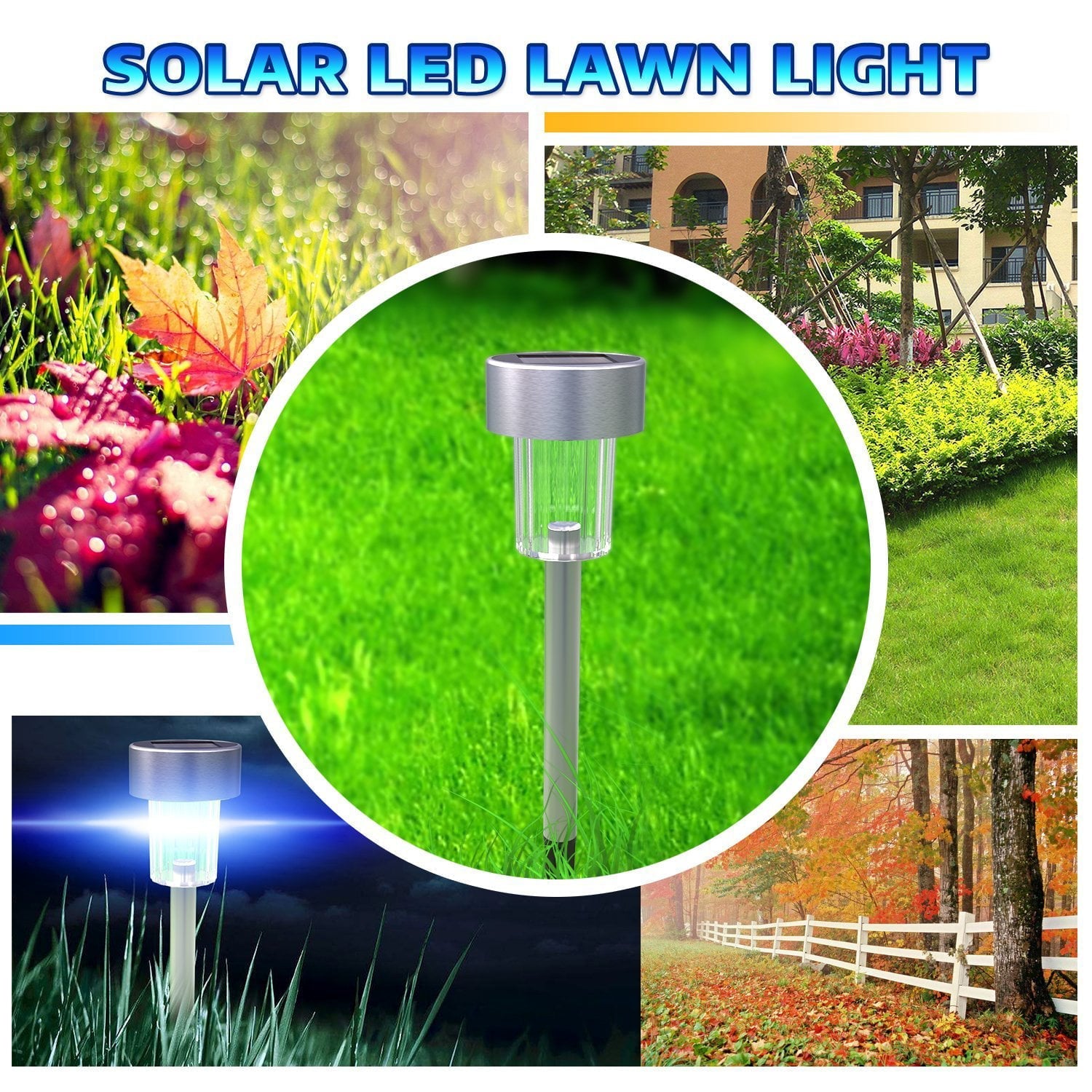 Ktaxon 24 Pack Stainless Steel Led Solar Energy Light Lawn Garden Lamp Landscape Path