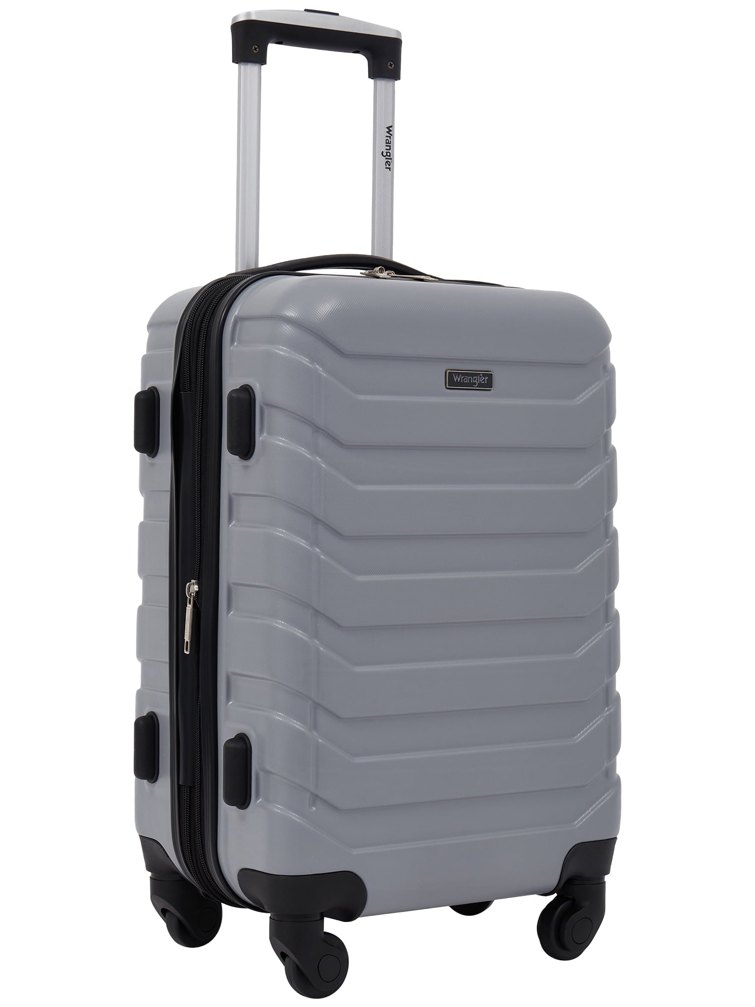 Wrangler 4 Piece Rolling Hardside Luggage Set, Sharkskin