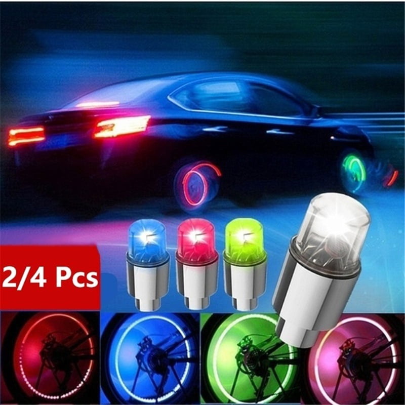 2/4 Pcs LED Car Bike Wheel Tire Tyre Valve Dust Cap Spoke Flash Lights Car Valve Stems & Caps Accessories