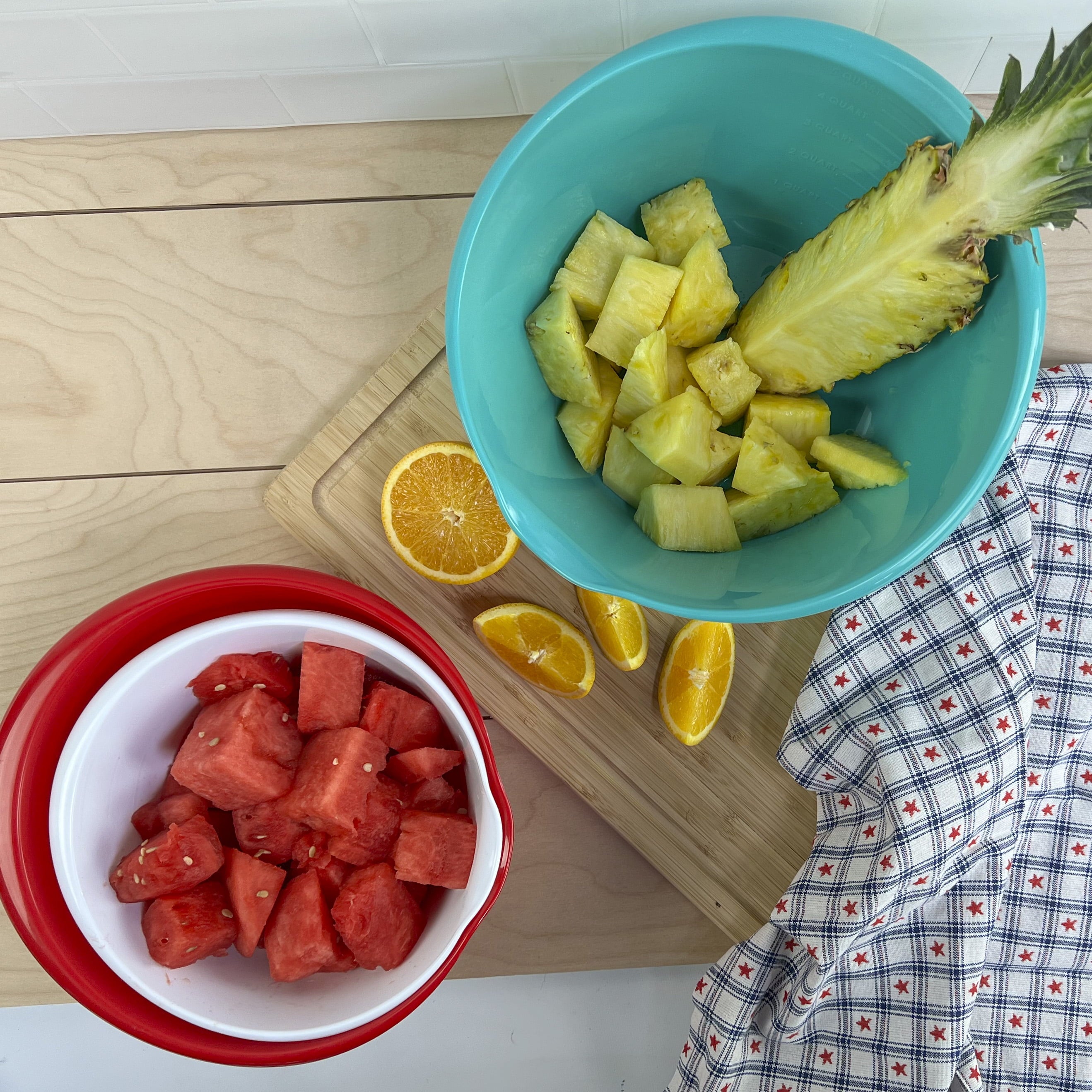 Mainstays 3 Piece Bowl Set Polypropylene Teal Red White