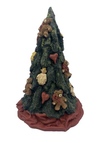 Vtg 1990 Carolyn Carpin Christmas Tree Decorated Green Multi Doll Teddy Bear 9”