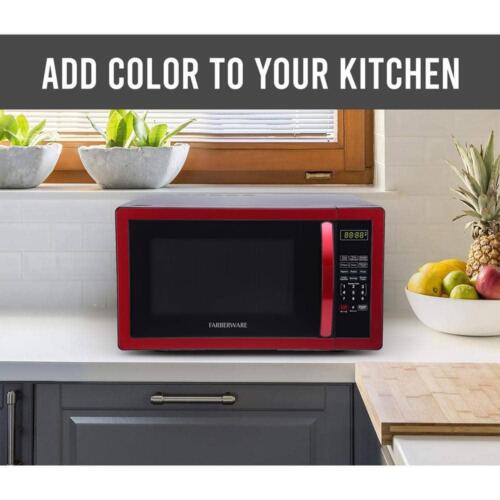 Faberware Microwave One Touch Cooking+Safety Lock+Turntable<wbr/>+Interior Light Red